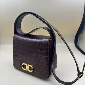 Ferragamo Brown Crossbody Bag with Structured Shape and Adjustable Strap